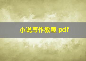 小说写作教程 pdf